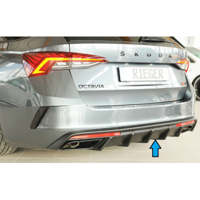 Diffuseur de pare-chocs arrière "Noir" "Rieger Tuning" pour SKODA OCTAVIA RS (NX/avec attelage)