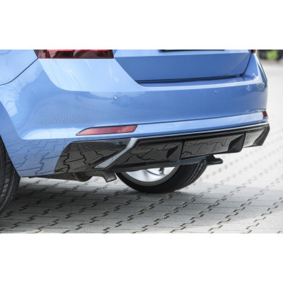 Diffuseur de pare-chocs arrière "Noir brillant" "Rieger Tuning" pour SKODA RAPID (NH/avec attelage)