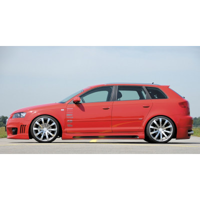 Lame de bas de caisse gauche "Carbon look" "Rieger Tuning" pour AUDI A3 (8P)