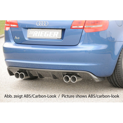 Diffuseur de pare-chocs arrière "Carbon look" "Rieger Tuning" pour AUDI A3 (8P)