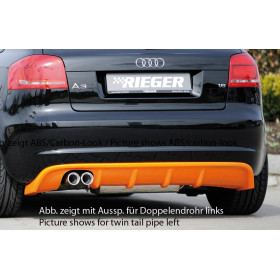 Diffuseur de pare-chocs arrière "noir" "Rieger Tuning" pour AUDI A3 (8P)