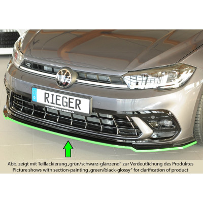 Lame de pare-chocs avant "noir brillant" "Rieger Tuning" pour VOLKSWAGEN POLO R-Line (AW)