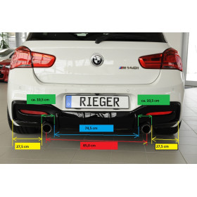 Diffuseur de pare-chocs arrière "Carbon-look" "Rieger Tuning" pour BMW SERIE 1 M135i/M140i (F20/F21)