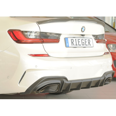 Diffuseur de pare-chocs arrière "noir" "Rieger Tuning" pour BMW SERIE 3 M340i/M340d TYPE G20/G21 (avec attelage)