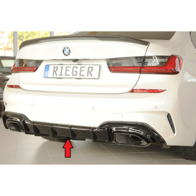 Diffuseur de pare-chocs arrière "noir brillant" "Rieger Tuning" pour BMW SERIE 3 M340i/M340d TYPE G20/G21 (avec attelage)