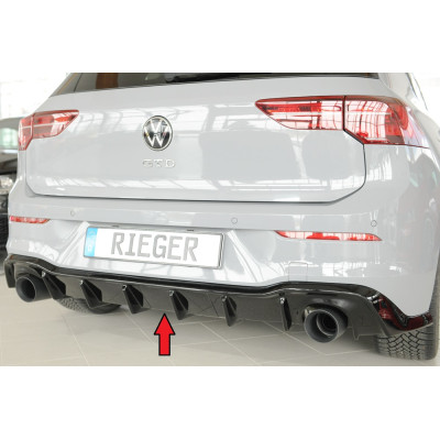 Diffuseur de pare-chocs arrière "Noir brillant" "Rieger Tuning" pour VOLKSWAGEN GOLF 8 GTI (avec attelage pivotant)