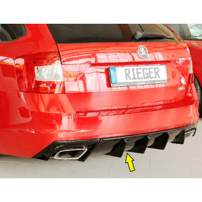 Diffuseur de pare-chocs arrière V2 "Noir brillant" "Rieger Tuning" pour SKODA OCTAVIA RS (5E/sans attelage)