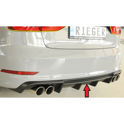 Diffuseur de pare-chocs arrière "noir" "Rieger Tuning" pour AUDI A3 (8V)