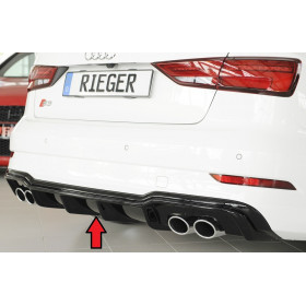 Diffuseur de pare-chocs arrière "Noir brillant" "Rieger Tuning" pour AUDI S3 (8V)