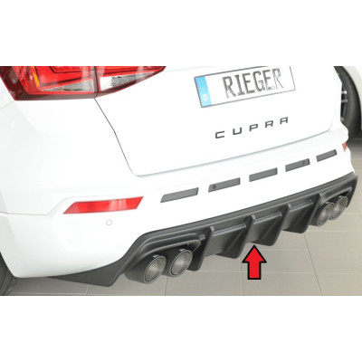 Diffuseur de pare-chocs arrière "Noir" "Rieger Tuning" pour SEAT ATECA CUPRA (5FP/avec attelage)