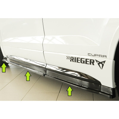 Lame de bas de caisse gauche "noir brillant" "Rieger Tuning" pour SEAT ATECA FR (5FP)