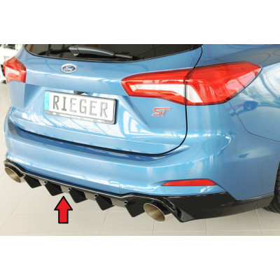 Diffuseur de pare-chocs arrière "Noir brillant" "Rieger Tuning" pour FORD FOCUS SW ST-LINE MK4 (DEH/attelage)